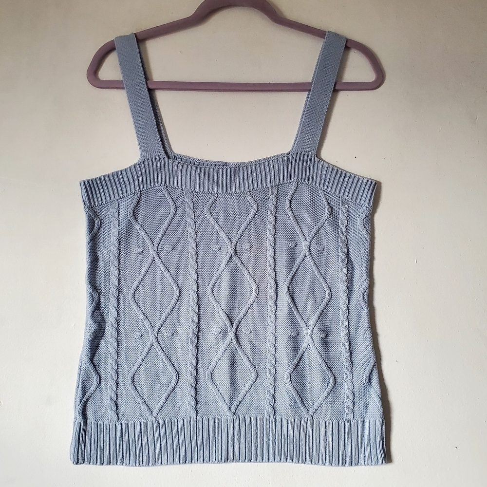 Belldini Knit Sweater Tank Top‎ Powder Blue Size Large NWT
